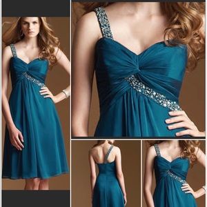 Teal knee length chiffon